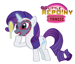 Size: 719x615 | Tagged: safe, artist:bgkyouhen, rarity, pony, unicorn, crossover, magic, mask, mirror, repo! the genetic opera, solo