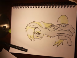 Size: 3264x2448 | Tagged: safe, artist:_vinyl, derpy hooves, pegasus, pony, background pony, female, mare, traditional art