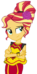 Size: 328x660 | Tagged: safe, alternate version, artist:fella, sunset shimmer, equestria girls, alternate costumes, alternate hairstyle, beautiful, female, flower, rose, simple background, solo, transparent background