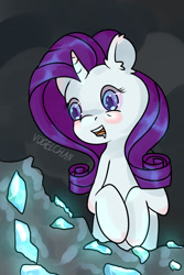 Size: 1280x1920 | Tagged: safe, artist:vogelchan, rarity, pony, unicorn, female, gem, mare, purple mane, solo, white coat