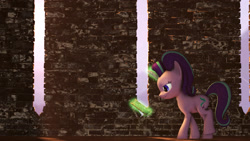 Size: 1920x1080 | Tagged: safe, artist:apexpredator923, starlight glimmer, pony, 3d, book, castle, magic, solo