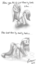 Size: 1278x2223 | Tagged: safe, artist:premann, rarity, pony, unicorn, expectation vs reality, solo, wet, wet mane, wet mane rarity