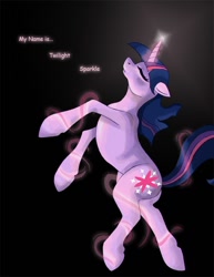 Size: 638x825 | Tagged: safe, artist:bloodgoldwings, derpibooru import, twilight sparkle, dark, eyes closed, fanfic art, glowing horn, levitation, magic, sad, self-levitation, solo, telekinesis