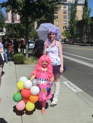 Size: 3000x4000 | Tagged: safe, pinkie pie, rarity, human, balloon, cosplay, irl, irl human, photo