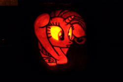 Size: 4288x2848 | Tagged: safe, artist:archiveit1, rarity, pony, unicorn, jack-o-lantern, pumpkin, solo