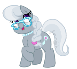 Size: 1024x913 | Tagged: safe, artist:jen-neigh, silver spoon, earth pony, pony, female, filly, glasses, open mouth, pearl necklace, solo, solo female, transparent background