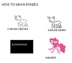 Size: 499x435 | Tagged: safe, pinkie pie, pony, drawing tutorial, ponies, seems legit