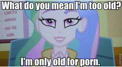 Size: 498x272 | Tagged: safe, screencap, princess celestia, principal celestia, equestria girls, cougar, image macro, meme, solo