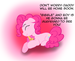 Size: 1214x997 | Tagged: safe, artist:chipmunkfanatic, pinkie pie, oc, earth pony, pony, dialogue, eyes closed, foal, lying down, newborn, offspring, parent:cheese sandwich, parent:pinkie pie, parents:cheesepie, sleeping