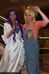 Size: 1365x2048 | Tagged: safe, artist:lil-kute-dream, artist:rappydemon, applejack, rarity, human, cosplay, irl, irl human, pacific media expo, pacific media expo 2012, photo