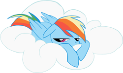 Size: 1626x973 | Tagged: safe, artist:lauren faust, artist:zeitgeist-sp, derpibooru import, rainbow dash, pegasus, pony, cloud, floppy ears, prone, simple background, solo, transparent background, unamused, vector