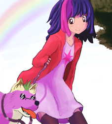 Size: 900x990 | Tagged: safe, derpibooru import, spike, twilight sparkle, dog, humanized, species swap, spike the dog