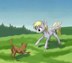 Size: 800x699 | Tagged: safe, artist:el-yeguero, derpy hooves, dog, pegasus, pony, female, mare