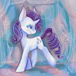 Size: 1000x1000 | Tagged: safe, artist:staticdragon1, rarity, pony, unicorn, female, horn, mare, solo, white coat