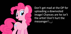 Size: 1000x483 | Tagged: safe, pinkie pie, earth pony, pony, meta, obligatory pony, op, op has a point, solo, text