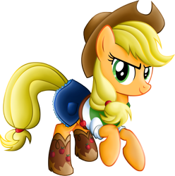 Size: 5398x5446 | Tagged: safe, artist:beamsaber, applejack, earth pony, pony, absurd resolution, clothes, equestria girls outfit, looking at you, simple background, solo