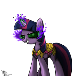 Size: 894x894 | Tagged: safe, artist:zefidu, derpibooru import, twilight sparkle, dark magic, solo, sombra eyes