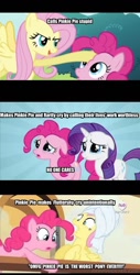 Size: 450x888 | Tagged: safe, screencap, fluttershy, rarity, pegasus, pony, unicorn, filli vanilli, putting your hoof down, season 2, season 4, crying, double standard, downvote bait, drama, op is a cuck, op is trying to start shit, op started shit, pinkie drama, response, scrunchy face