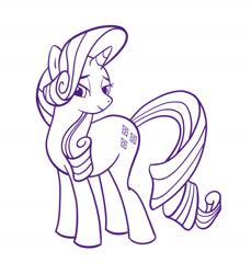 Size: 1820x1989 | Tagged: safe, artist:jaedin, rarity, pony, unicorn, female, horn, mare, monochrome, simple background, solo, white background