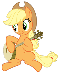 Size: 5000x6247 | Tagged: safe, artist:masem, applejack, earth pony, pony, pinkie apple pie, absurd resolution, banjo, musical instrument, simple background, solo, transparent background, vector