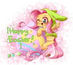 Size: 1024x918 | Tagged: safe, artist:kikaru-studios, fluttershy, pegasus, pony, easter, egg, solo