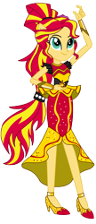 Size: 5200x12000 | Tagged: safe, artist:sunshi, sunset shimmer, dance magic, equestria girls, spoiler:eqg specials, absurd resolution, alternate hairstyle, clothes, dress, high heels, shoes, simple background, smiling, solo, transparent background, vector