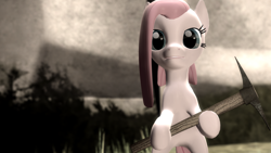 Size: 1920x1080 | Tagged: safe, artist:gergta, pinkie pie, earth pony, pony, 3d, gmod, pickaxe, pinkamena diane pie, rock farm, solo