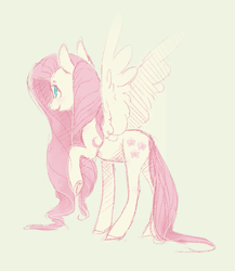 Size: 655x755 | Tagged: safe, artist:amphoera, fluttershy, pegasus, pony, simple background, smiling, solo, spread wings