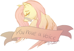 Size: 1087x749 | Tagged: safe, artist:poniesforparents, fluttershy, pegasus, pony, irony, motivational, old banner, positive ponies, solo