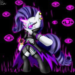 Size: 1280x1280 | Tagged: safe, artist:paulpeopless, rarity, pony, unicorn, anime, bipedal, clothes, crossover, evil rarity, magic, overpowered, solo