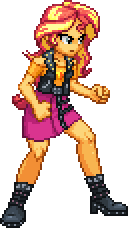 Size: 128x228 | Tagged: safe, artist:botchan-mlp, sunset shimmer, better together, equestria girls, fighting stance, pixel art, simple background, solo, sprite, transparent background