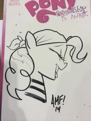 Size: 768x1024 | Tagged: safe, artist:tonyfleecs, pinkie pie, earth pony, pony, monochrome, pirate, solo, traditional art