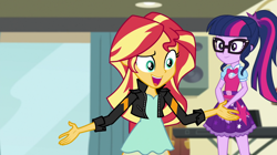 Size: 1280x718 | Tagged: safe, screencap, sci-twi, sunset shimmer, twilight sparkle, dance magic, equestria girls, spoiler:eqg specials