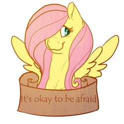 Size: 1000x1000 | Tagged: safe, artist:ponies-against-bronies, fluttershy, pegasus, pony, mouthpiece, old banner, positive ponies, solo