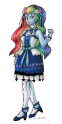 Size: 453x900 | Tagged: safe, artist:andpie, derpibooru import, rainbow dash, equestria girls, clothes, dress, rainbow dash always dresses in style, solo, traditional art