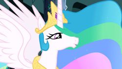 Size: 1366x768 | Tagged: safe, screencap, princess celestia, alicorn, pony, friendship is magic, castle of the royal pony sisters, solo