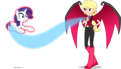 Size: 5259x3000 | Tagged: safe, artist:ambassad0r, megan williams, rarity, equestria girls, g1, cutie mark theft, equestria girls-ified, evil megan, g1 to g4, generation leap, simple background, transparent background, vector