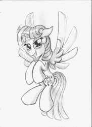 Size: 1308x1800 | Tagged: safe, artist:piterq12, derpibooru import, twilight sparkle, twilight sparkle (alicorn), alicorn, pony, female, mare, monochrome, solo, traditional art