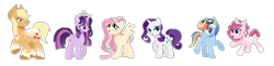 Size: 2508x612 | Tagged: safe, artist:6-fingers-lover, derpibooru import, applejack, fluttershy, pinkie pie, rainbow dash, rarity, twilight sparkle, twilight sparkle (alicorn), alicorn, earth pony, pegasus, pony, unicorn, alternate design, goggles, mane six, simple background, transparent background