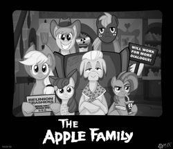 Size: 1383x1195 | Tagged: safe, artist:wolfjedisamuel, apple bloom, applejack, babs seed, big macintosh, braeburn, granny smith, earth pony, pony, male, stallion, the addams family