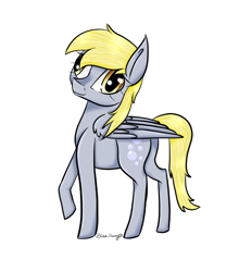 Size: 1004x1142 | Tagged: safe, artist:drawingpegasus, derpy hooves, pegasus, pony, female, looking at you, mare, raised hoof, smiling, solo