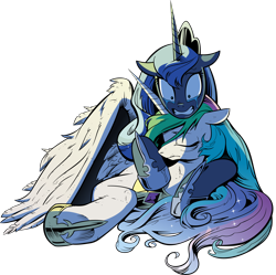 Size: 7000x6977 | Tagged: safe, artist:andypriceart, artist:irisiter, princess celestia, princess luna, alicorn, pony, spoiler:comic, spoiler:comic17, absurd resolution, crying, eyes closed, feather, floppy ears, gritted teeth, hug, injured, simple background, transparent background, vector