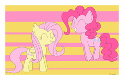 Size: 1190x770 | Tagged: safe, artist:toonboy92484, fluttershy, pinkie pie, earth pony, pegasus, pony, duo, duo female, female, mare, pink coat, pink mane, yellow mane