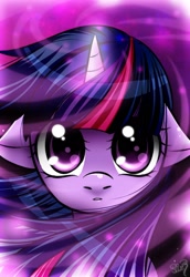 Size: 1100x1600 | Tagged: safe, artist:princesssilverglow, derpibooru import, twilight sparkle, pony, unicorn, female, mare, multicolored mane, purple coat, solo