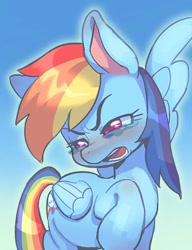 Size: 500x650 | Tagged: safe, artist:jirousan, derpibooru import, part of a set, rainbow dash, pegasus, pony, angry, crying, female, looking down, mare, open mouth, solo