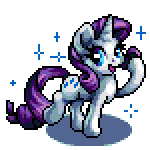 Size: 150x150 | Tagged: safe, artist:pix3m, rarity, pony, unicorn, fabulous, pixel art, solo, sparkles, sprite