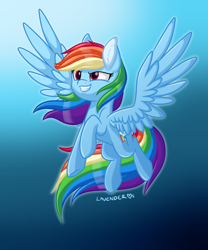 Size: 5000x6000 | Tagged: safe, artist:lavenderheartsmlp, derpibooru import, rainbow dash, pegasus, pony, absurd resolution, female, gradient background, grin, mare, smiling, spread wings, wings