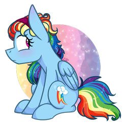 Size: 1000x1000 | Tagged: safe, artist:vale-bandicoot96, derpibooru import, rainbow dash, pegasus, pony, alternate hairstyle, cute, dashabetes, female, looking back, mare, simple background, solo, transparent background