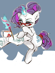 Size: 480x640 | Tagged: safe, artist:wan, rarity, pony, unicorn, alternate hairstyle, glasses, solo