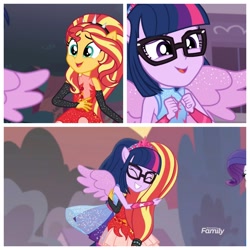 Size: 1600x1600 | Tagged: safe, screencap, sci-twi, sunset shimmer, twilight sparkle, better together, equestria girls, forgotten friendship, ponied up, shipping fuel